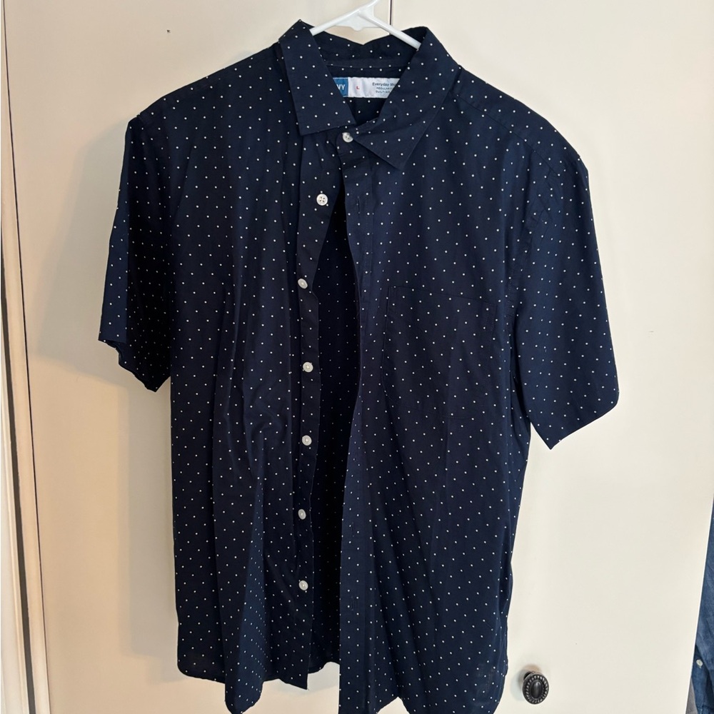 Old Navy Men's Dark Blue Polka Dot Shirt